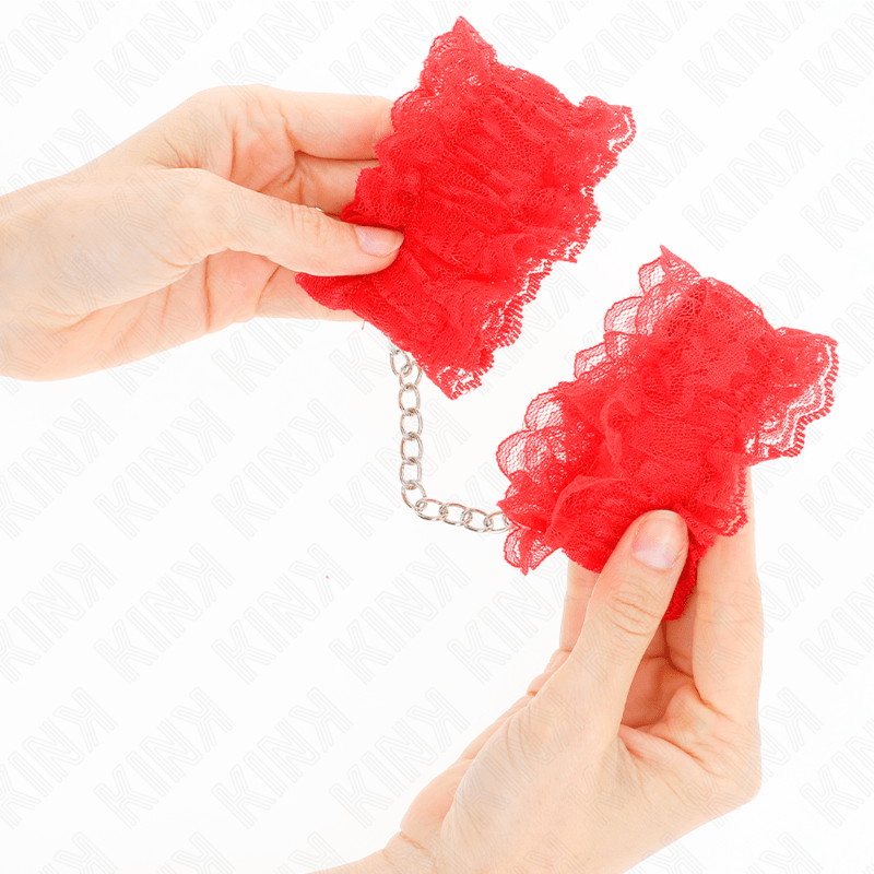 KINK - LACE ELASTIC WRIST RESTRAINTS RED - Kink&Play
