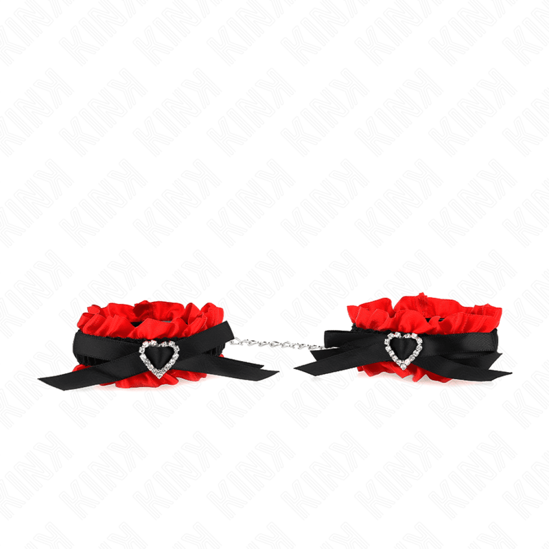 KINK - LACE ELASTIC WRIST RESTRAINTS RED HEART DETAILS ADJUSTABLE 22 - 35 CM - Kink&Play