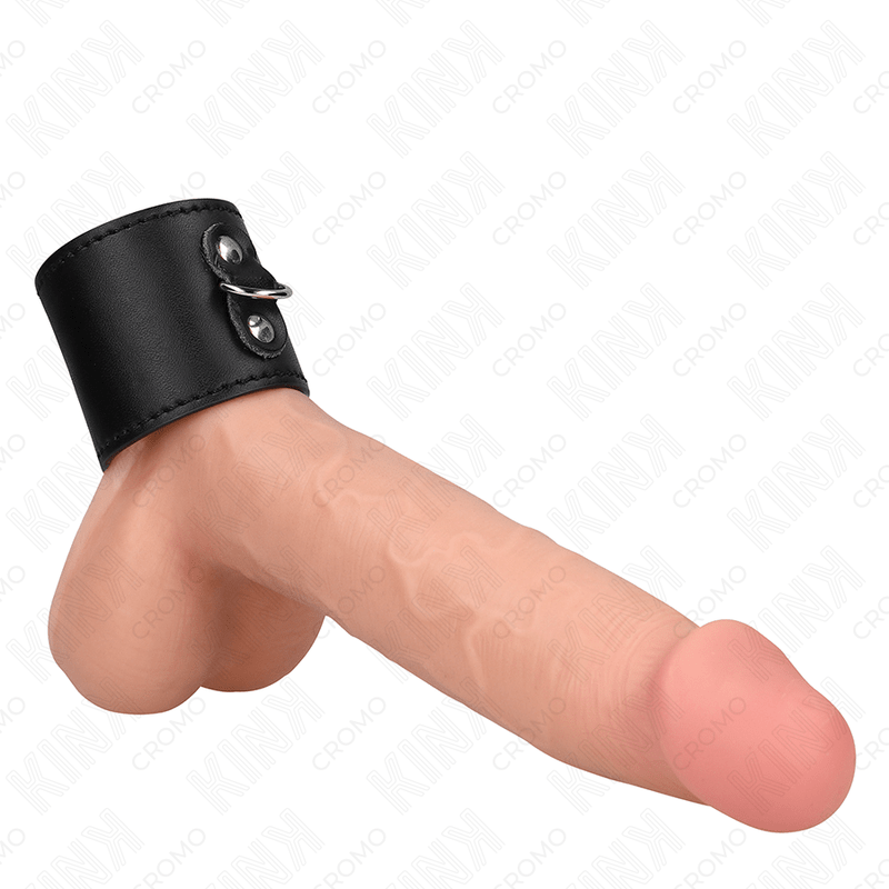 KINK - LEATHER PENIS RING WITH PRESSURE CLOSURE 18 X 5 CM - Kink&Play