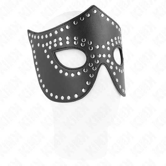 KINK - LEATHERETTE MASK WITH RIVETS MODEL 2 30 x 12 CM - Kink&Play