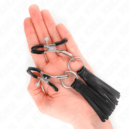 KINK - LEATHERETTE TASSEL NIPPLE CLAMPS 6 CM - Kink&Play