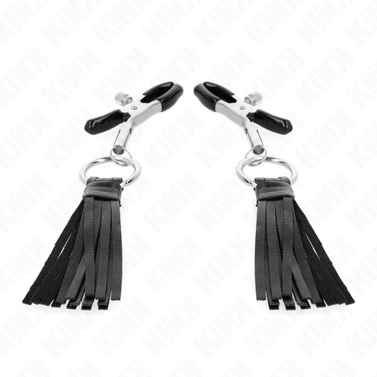 KINK - LEATHERETTE TASSEL NIPPLE CLAMPS 6 CM - Kink&Play