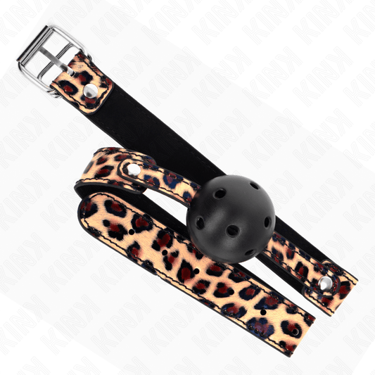 KINK - LEOPARD BREATHABLE BALL 4.5 CM GAG 65 x 2.5 CM - Kink&Play