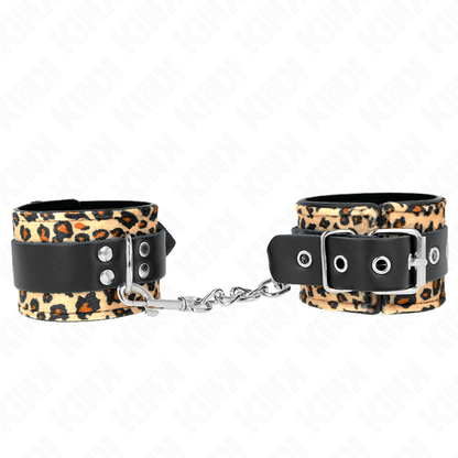 KINK - LEOPARD REAL LEATHER WRIST RESTRAINT ADJUSTABLE 18 - 29 CM X 5.5 CM - Kink&Play