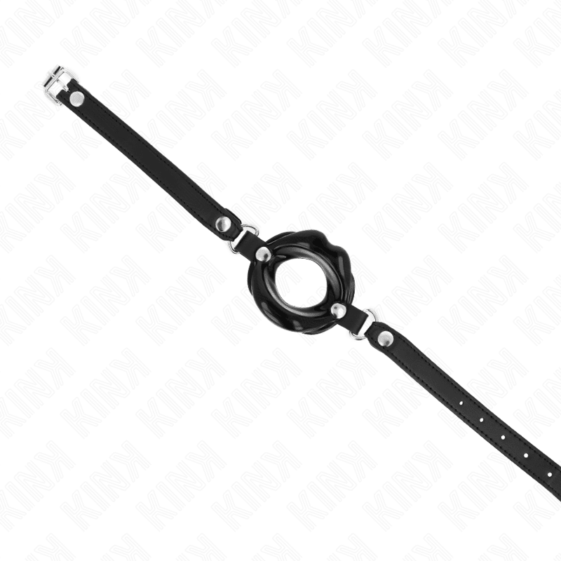KINK - LIP 8 CM GAG WITH BLACK LEATHERETTE STRAP 63 x 2 CM ADJUSTABLE 39 - 58 CM - Kink&Play
