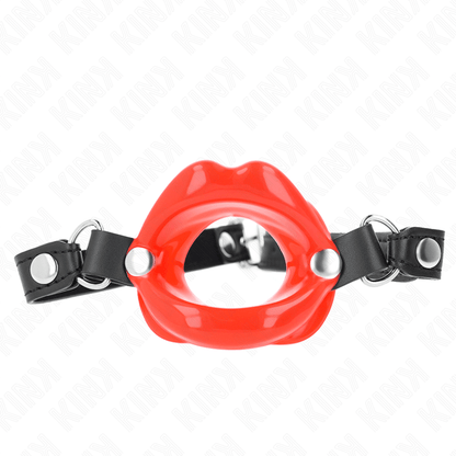 KINK - LIP 8 CM GAG WITH RED LEATHERETTE STRAP 63 x 2 CM ADJUSTABLE 39 - 58 CM - Kink&Play