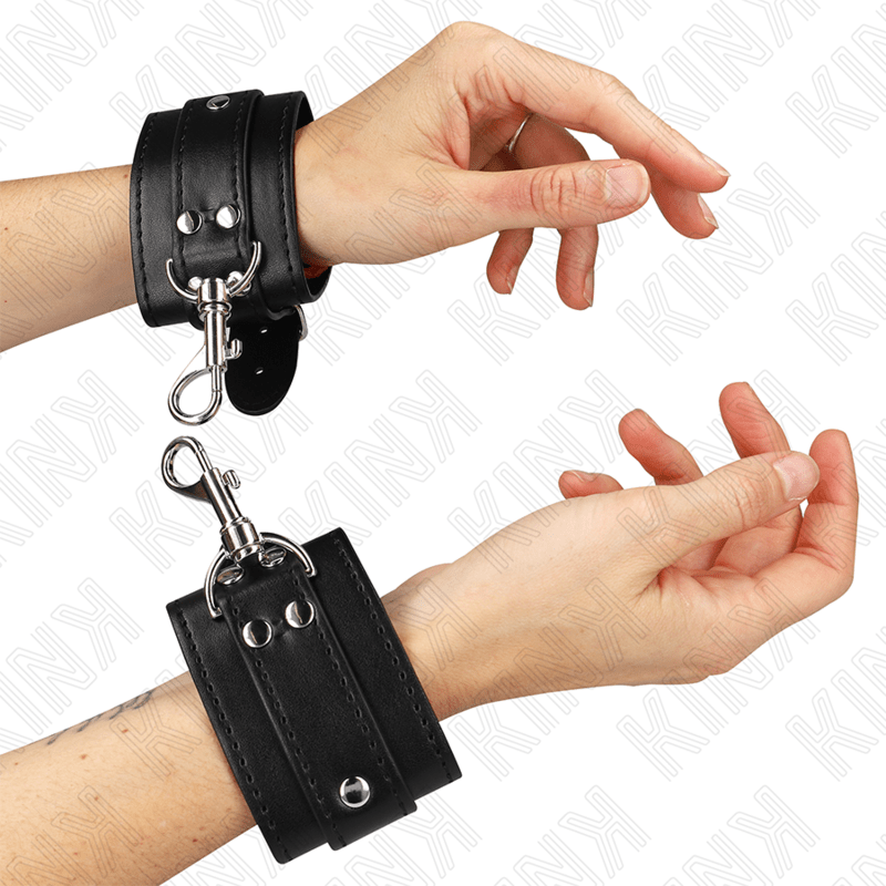 KINK - LOCKABLE DUNGEON WRIST RESTRAINTS BLACK ADJUSTABLE 21 - 28 CM X 5.5 CM - Kink&Play