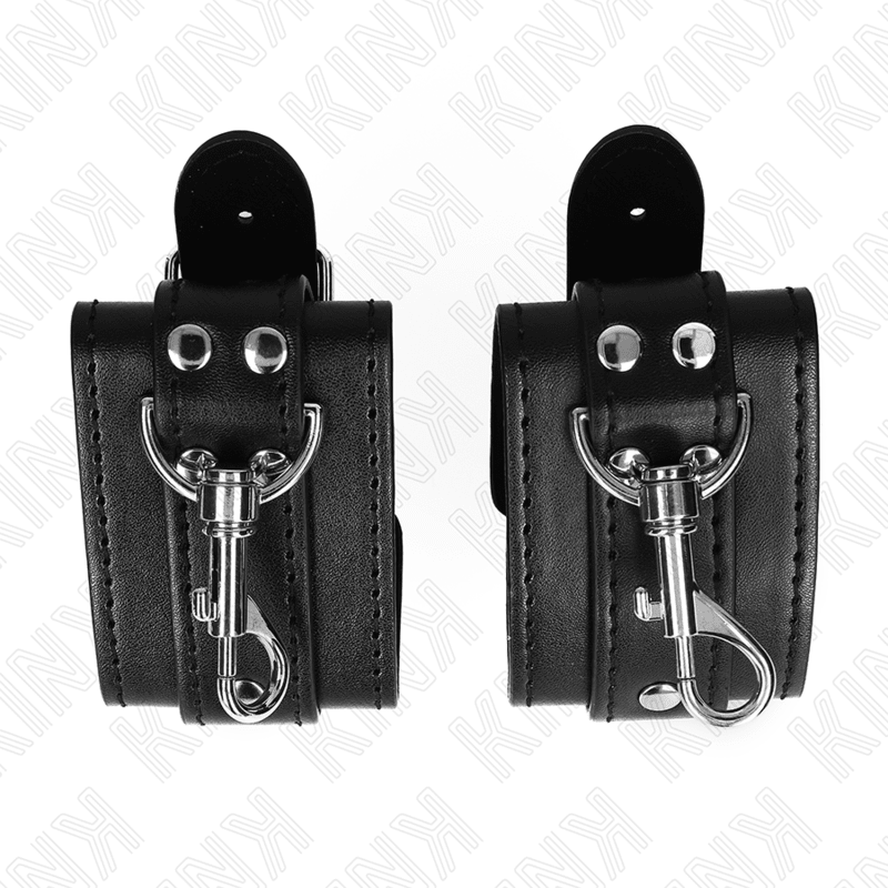 KINK - LOCKABLE DUNGEON WRIST RESTRAINTS BLACK ADJUSTABLE 21 - 28 CM X 5.5 CM - Kink&Play