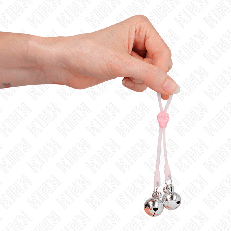 KINK - LUMINOUS SKULL NIPPLE CLAMPS WITH RING BELLS ADJUSTABLE PINK / SILVER - Kink&Play
