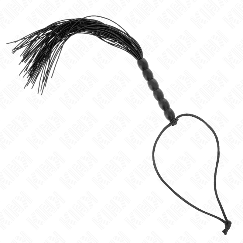 KINK - MINI SILICONE WHIP WITH 6 BLACK BEADS 26 CM - Kink&Play