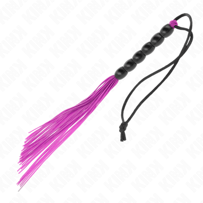 KINK - MINI SILICONE WHIP WITH 6 PURPLE BEADS 26 CM - Kink&Play