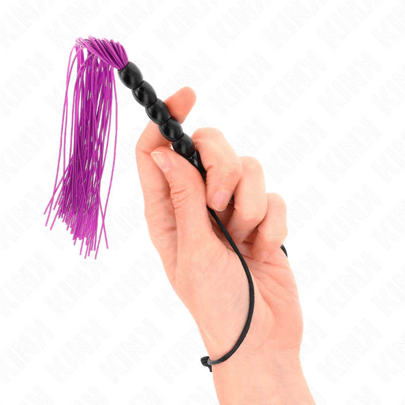 KINK - MINI SILICONE WHIP WITH 6 PURPLE BEADS 26 CM - Kink&Play