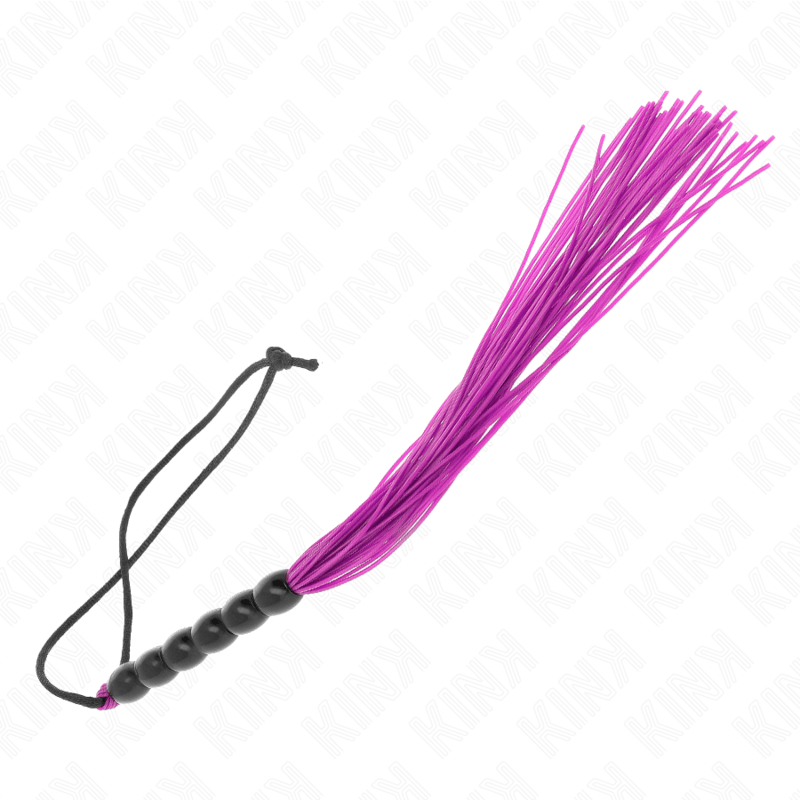 KINK - MINI SILICONE WHIP WITH 6 PURPLE BEADS 26 CM - Kink&Play