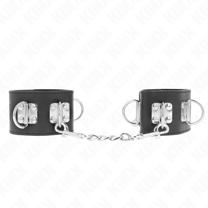KINK - MULTIPOSITION WRIST RESTRAINTS WITH PADLOCK CLOSURE BLACK ADJUSTABLE 16 - 23 CM X 5.5 CM - Kink&Play