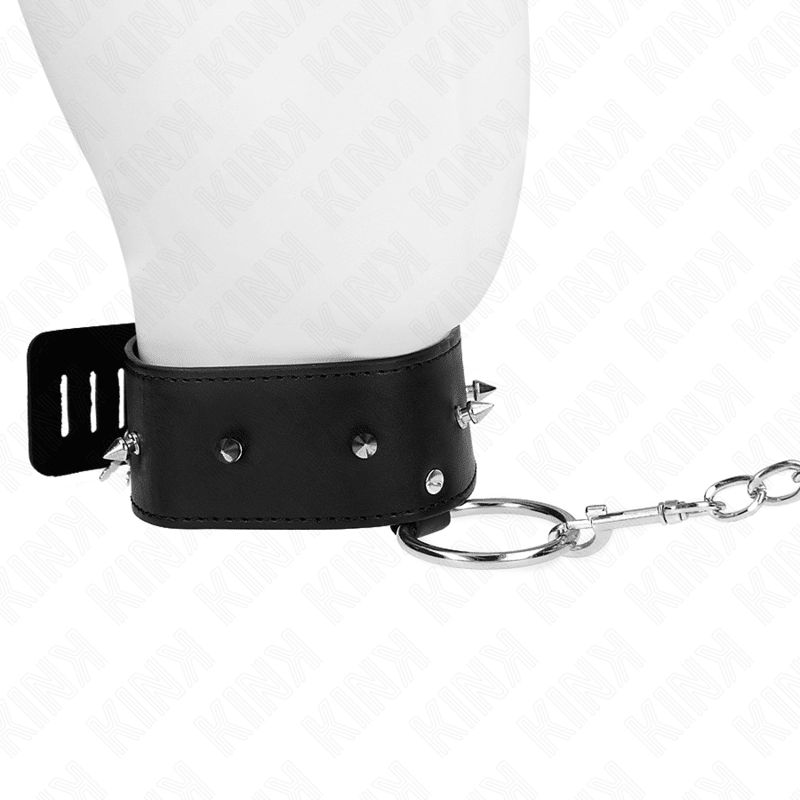 KINK - NECKLACE 65 CM WITH LEASH WITH SILVER STUDS MODEL 2 ADJUSTABLE 36 - 43 CM X 5 CM - Kink&Play