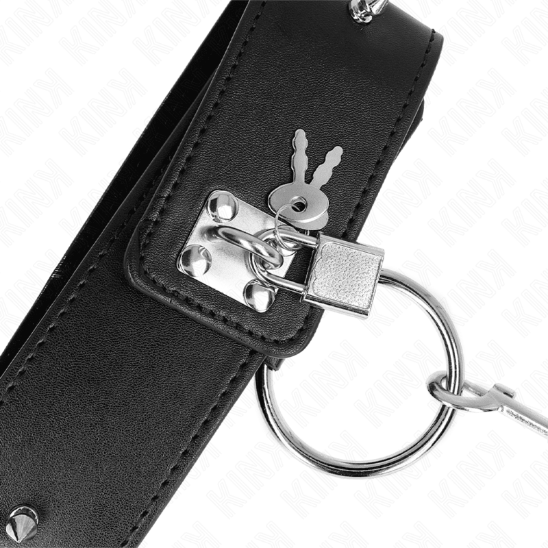 KINK - NECKLACE 65 CM WITH LEASH WITH SILVER STUDS MODEL 2 ADJUSTABLE 36 - 43 CM X 5 CM - Kink&Play