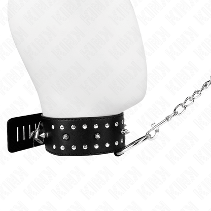 KINK - NECKLACE WITH LEASH 65 CM WITH SILVER STUDS MODEL 1 ADJUSTABLE 36 - 43 CM X 5 CM - Kink&Play