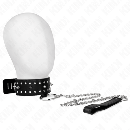 KINK - NECKLACE WITH LEASH 65 CM WITH SILVER STUDS MODEL 1 ADJUSTABLE 36 - 43 CM X 5 CM - Kink&Play