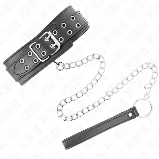 KINK - NECKLACE WITH STRAP 65 CM SILVER BUCKLES ADJUSTABLE 33 - 46 CM X 5.5 CM - Kink&Play