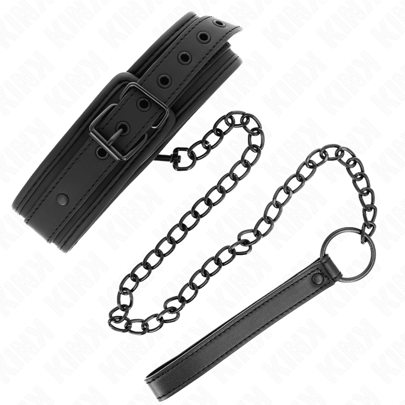 KINK - NEOPRENE BONDAGE COLLAR MODEL 1 WITH BELT 78 CM ADJUSTABLE 37.5 X 49.5 CM - Kink&Play