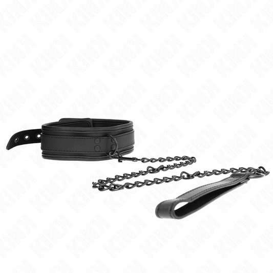 KINK - NEOPRENE BONDAGE COLLAR MODEL 1 WITH BELT 78 CM ADJUSTABLE 37.5 X 49.5 CM - Kink&Play