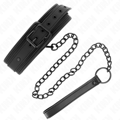 KINK - NEOPRENE BONDAGE COLLAR MODEL 1 WITH BELT 78 CM ADJUSTABLE 37.5 X 49.5 CM - Kink&Play