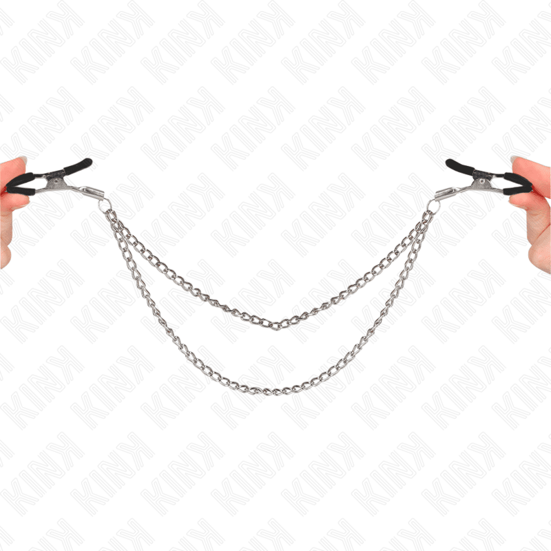 KINK - NIPPLE CLAMPS WITH 2 THICK CHAINS SILVER 20/23 CM - Kink&Play