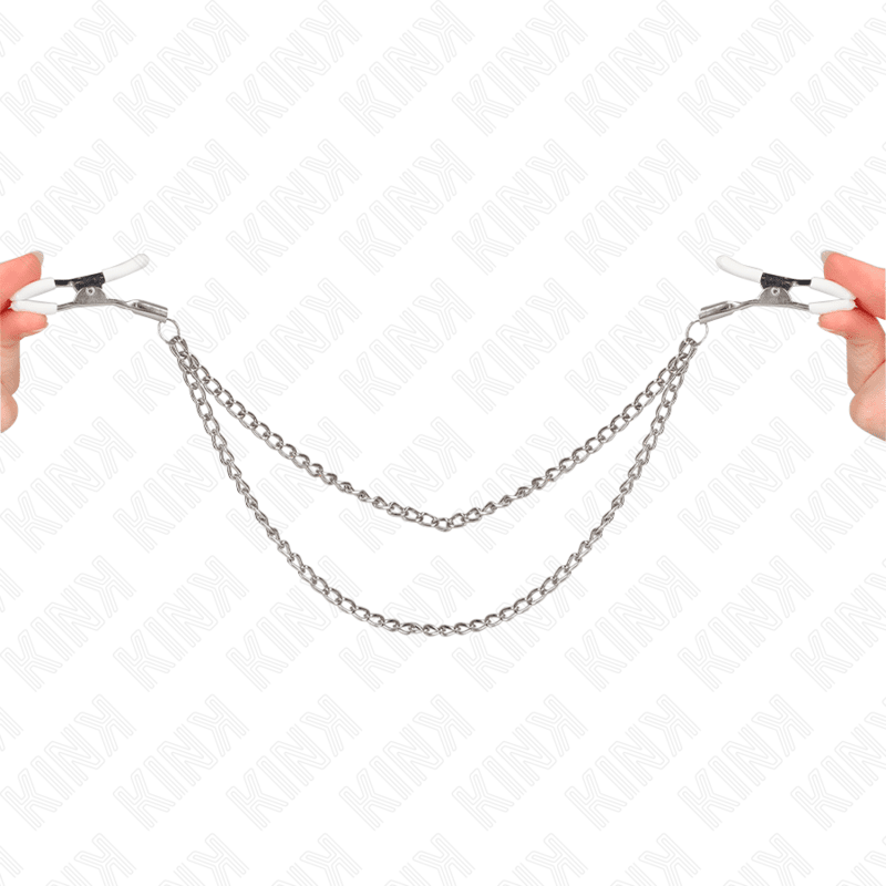 KINK - NIPPLE CLAMPS WITH 2 THIN CHAINS SILVER 20/23 CM - Kink&Play