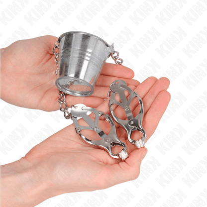 KINK - NIPPLE CLAMPS WITH A BUCKET SILVER - Kink&Play