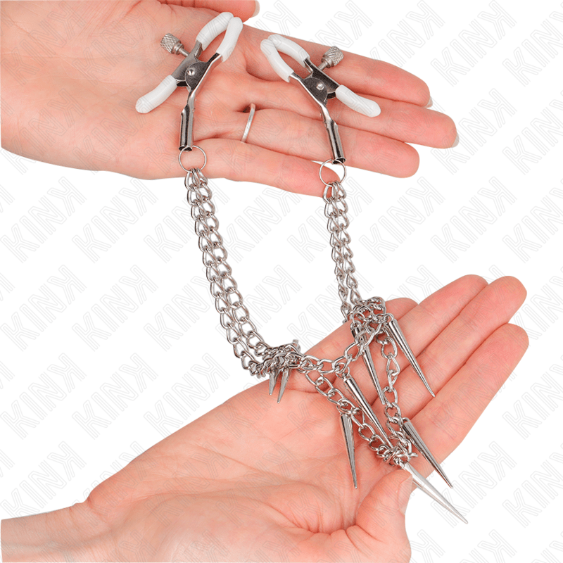 KINK - NIPPLE CLAMPS WITH SPIKES CHAINS 30 CM - Kink&Play