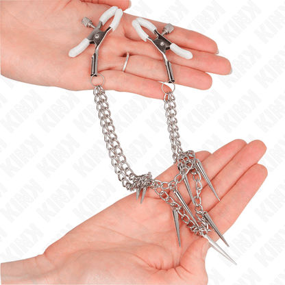 KINK - NIPPLE CLAMPS WITH SPIKES CHAINS 30 CM - Kink&Play