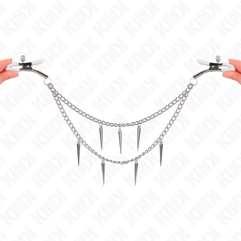KINK - NIPPLE CLAMPS WITH SPIKES CHAINS 30 CM - Kink&Play