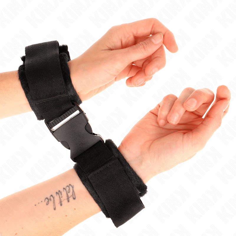 KINK - NYLON BIND HOOK&LOOP WRIST RESTRAINTS RED - BLACK MODEL 1 AJDUSTABLE 25 - 35 CM X 6 CM - Kink&Play