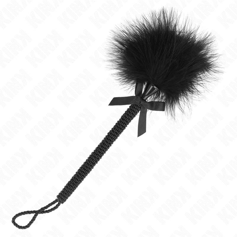 KINK - NYLON ROPE WAND WITH TICKLE FEATHERS AND BLACK BOW 25 CM - Kink&Play