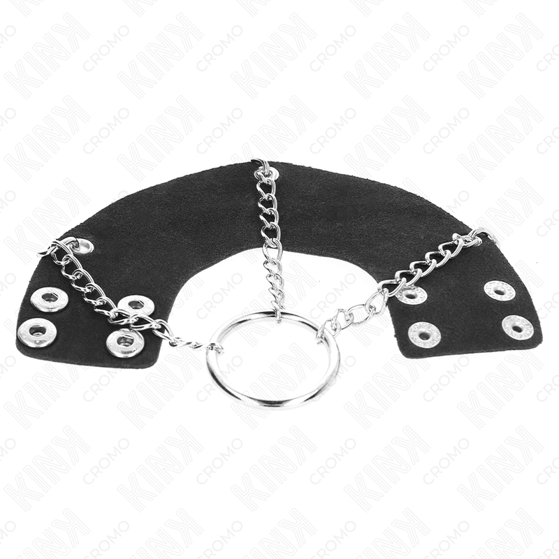 KINK - PENIS RING 4 CM CHAIN 7 CM METAL WITH LEATHER BELT - Kink&Play