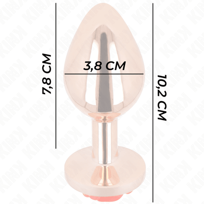 KINK - PINK GOLD ANAL PLUG WITH RED ROSE L - Kink&Play