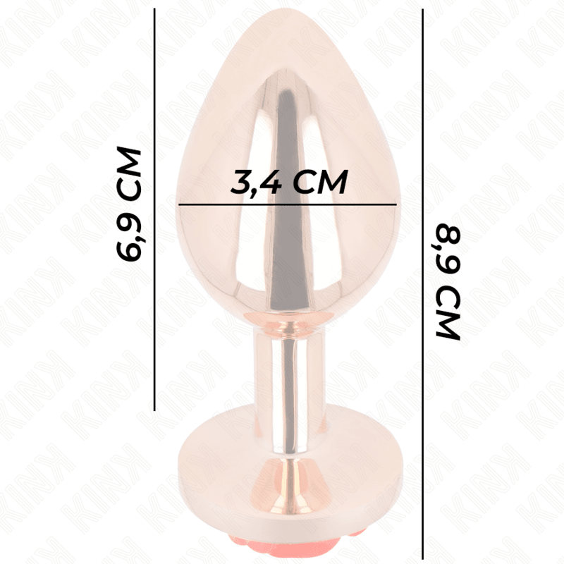 KINK - PINK GOLD ANAL PLUG WITH RED ROSE M - Kink&Play