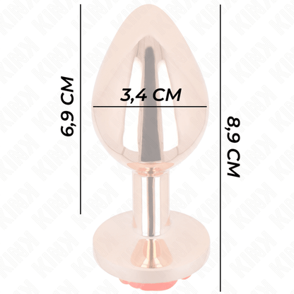 KINK - PINK GOLD ANAL PLUG WITH RED ROSE M - Kink&Play