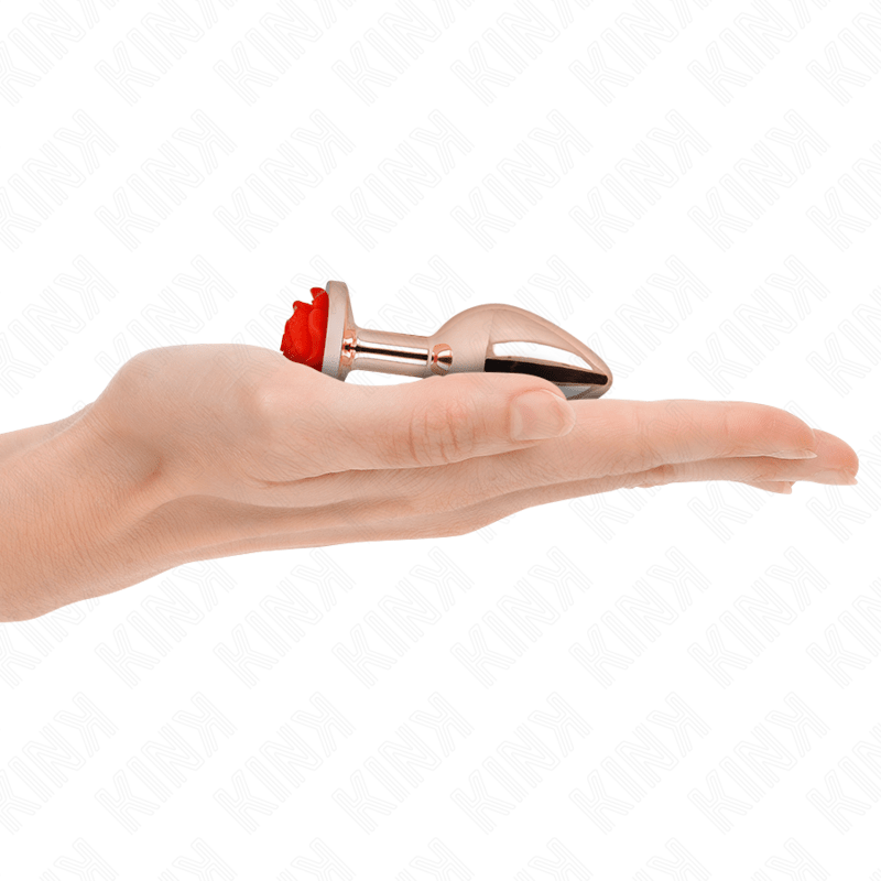 KINK - PINK GOLD ANAL PLUG WITH RED ROSE S - Kink&Play