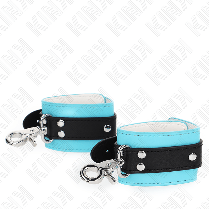KINK - PREMIUM LOCKABLE WRIST RESTRAINTS BLACK / BLUE ADJUSTABLE 21 - 28 CM X 5.5 CM - Kink&Play