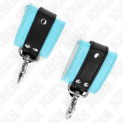 KINK - PREMIUM LOCKABLE WRIST RESTRAINTS BLACK / BLUE ADJUSTABLE 21 - 28 CM X 5.5 CM - Kink&Play