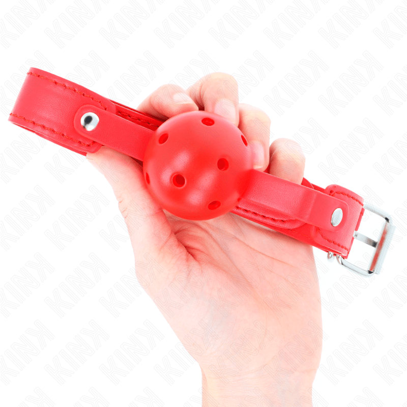 KINK - RED BREATHABLE BALL 4.5 CM GAG 65 x 2.5 CM - Kink&Play