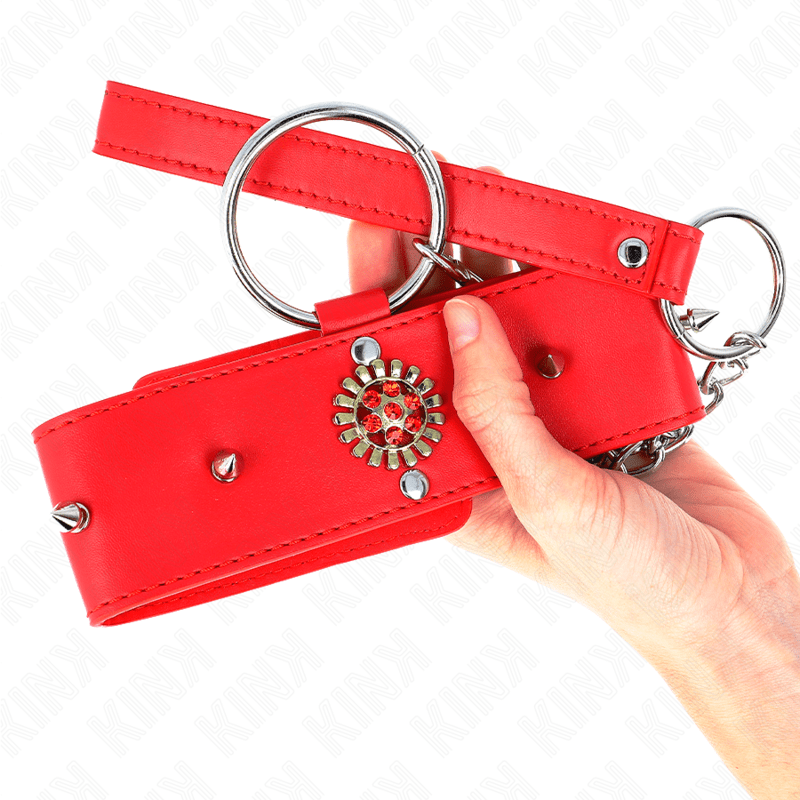 KINK - RED DIAMOND NECKLACE WITH BELT 65 CM AJDUSTABLE 35 - 51 CM X 7 CM - Kink&Play