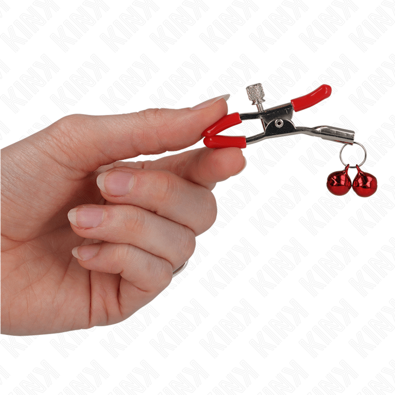 KINK - RED DOUBLE BELL NIPPLE CLAMP RED 6 CM - Kink&Play