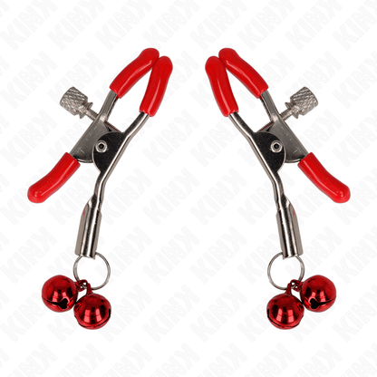 KINK - RED DOUBLE BELL NIPPLE CLAMP RED 6 CM - Kink&Play
