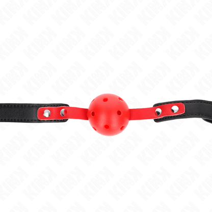 KINK - RED HOLLOW HARD BALL 4 CM GAG BLACK STRAP 60 x 2 CM ADJUSTABLE 37 - 52 CM - Kink&Play