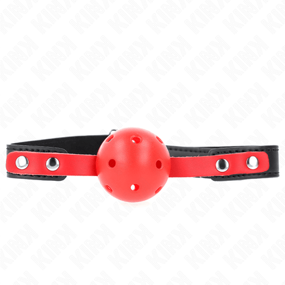 KINK - RED HOLLOW HARD BALL 4 CM GAG BLACK STRAP 60 x 2 CM ADJUSTABLE 37 - 52 CM - Kink&Play