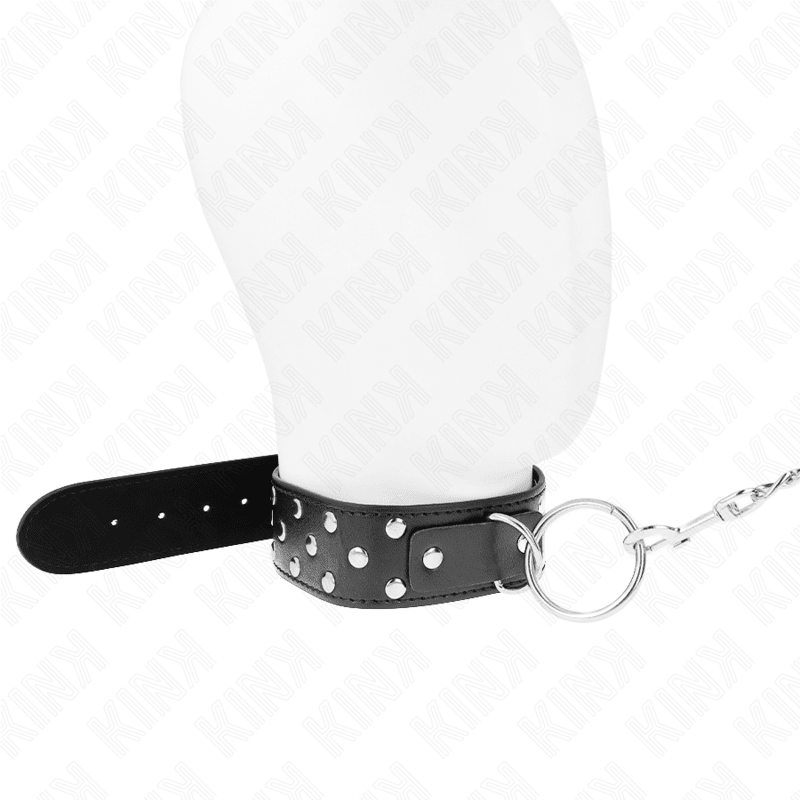 KINK - RING RIVET STRAP NECKLACE WITH BELT 65 CM BLACK ADJUSTABLE 36 - 50 CM X 3.8 CM - Kink&Play