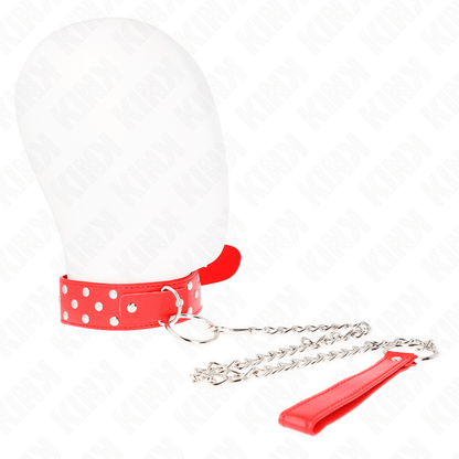 KINK - RING RIVET STRAP NECKLACE WITH BELT 65 CM RED ADJUSTABLE 36 - 50 CM X 3.8 CM - Kink&Play