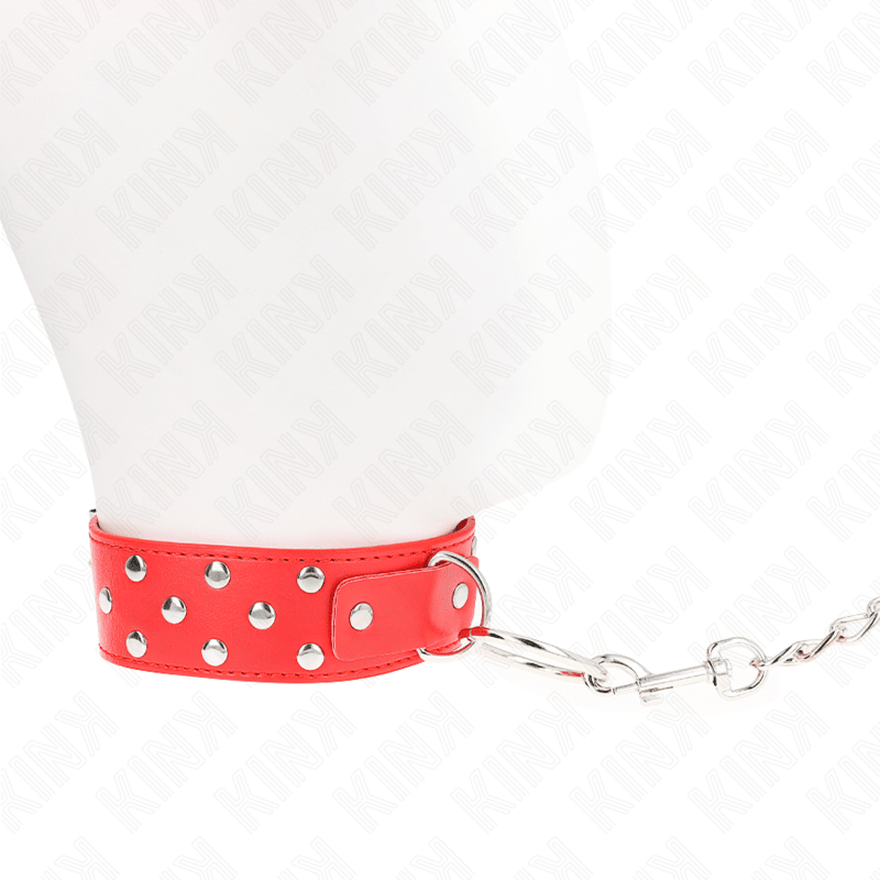 KINK - RING RIVET STRAP NECKLACE WITH BELT 65 CM RED ADJUSTABLE 36 - 50 CM X 3.8 CM - Kink&Play